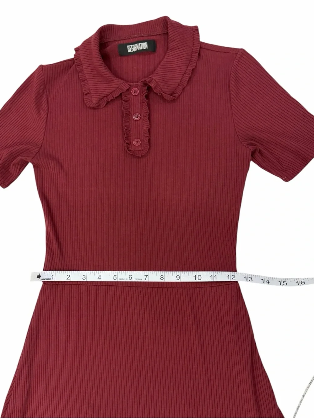 Reformation Wimbledon Knit Tennis Dress Garnet Red Size S